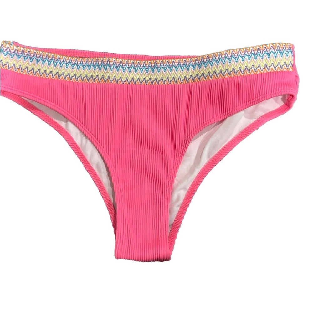 Pink Bikini‎ Bottom Colorful Waistband Size L New NWOT